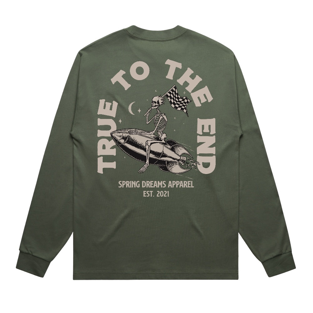 True To The End Oversized Long Sleeve - Army