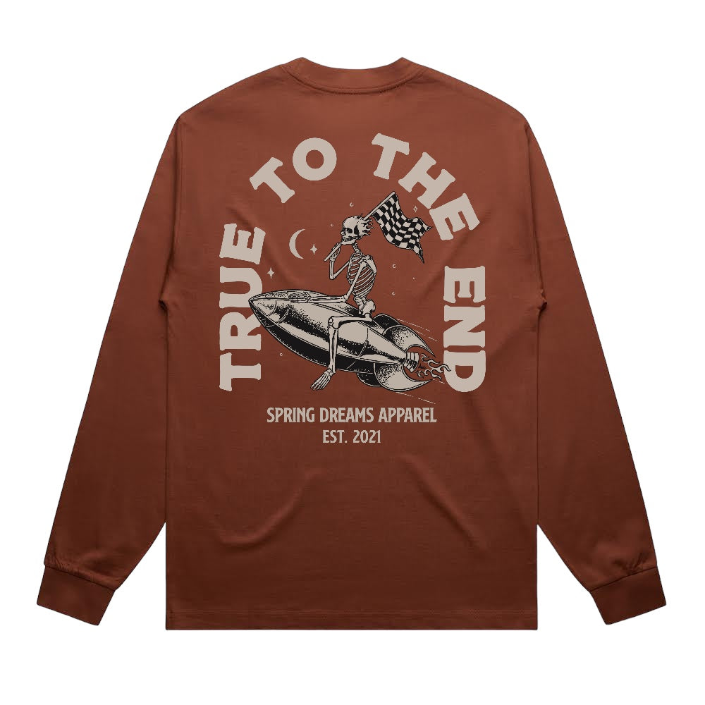 True To The End Oversized Long Sleeve - Clay